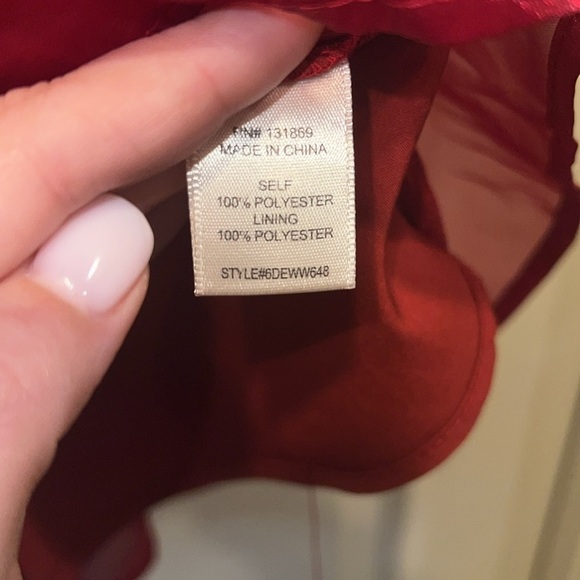 NWT Red Chiffon Baby Doll Dress with Sheer Billowy Sleeves - Picture 7 of 8